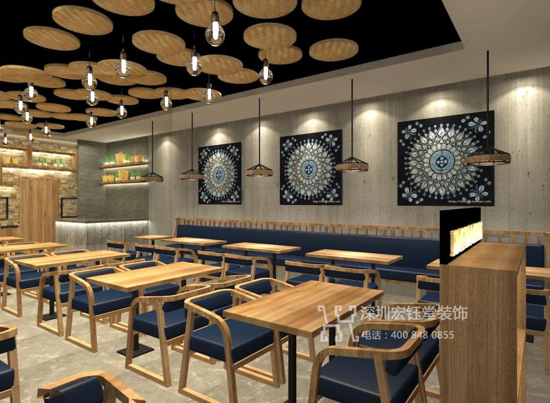 格朗合云南過橋米線連鎖餐飲店裝修設(shè)計(jì)效果圖