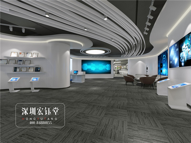 河南鷹豪科技公司辦公展廳設(shè)計效果圖