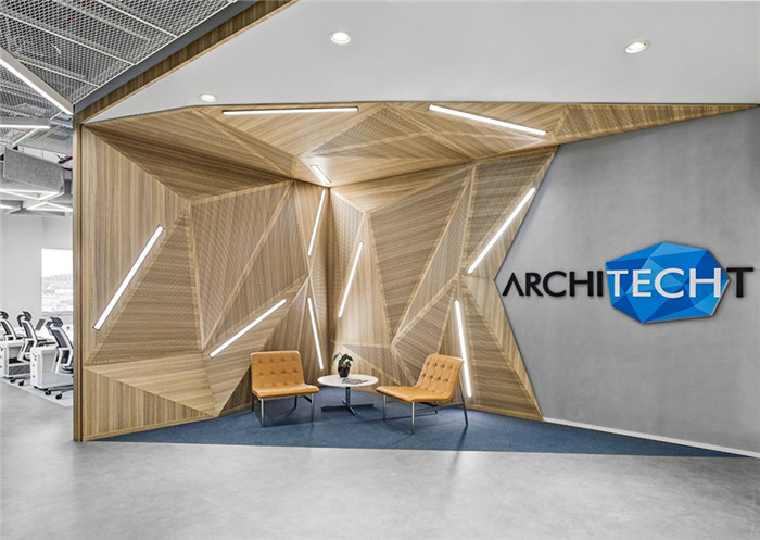 前臺(tái)背景墻設(shè)計(jì)-鄭州金融辦公室裝修公司分享Architecht辦公室裝修